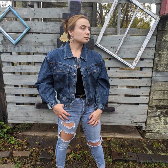 Blu Pepper Jackets & Blazers - Blu Pepper Cropped Denim Jacket